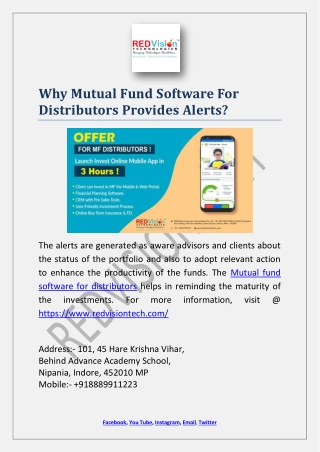 Why Mutual Fund Software For Distributors Provides Alerts?