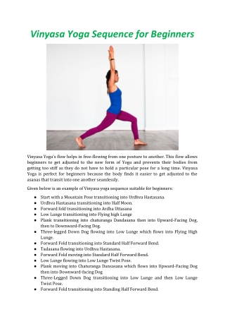 Vinyasa Yoga Sequence for Beginners