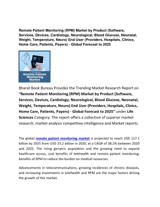 Global Remote Patient Monitoring (RPM) Market by Product & Forecasts 2025