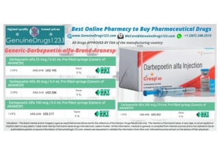 Generic Darbepoetin Alfa Aranesp Injection Medication cost, Uses, Side Effects  - #GenuineDrugs123