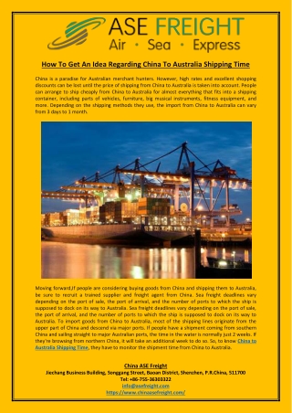 How To Get An Idea Regarding China To Australia Shipping Time