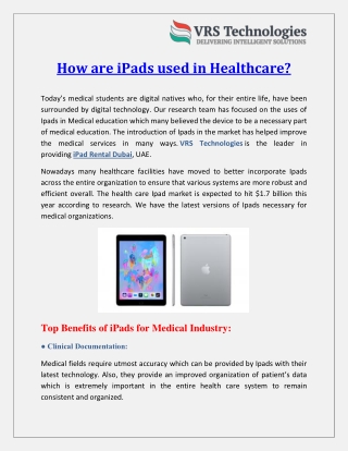 How are iPads used in Healthcare?