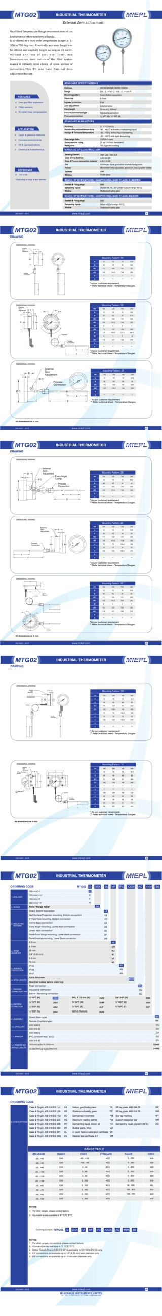 MTG02 External Zero Adjustment Industrial Thermometer | MIEPL