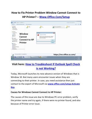 How to Fix Printer Problem WinHow to Fix Printer Problem Window Cannot Connect to HP Printer? – Www.Office.Com/Setupdow