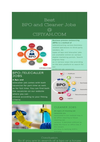 Best BPO and Cleaner Jobs  @ CIFIYAH.COM