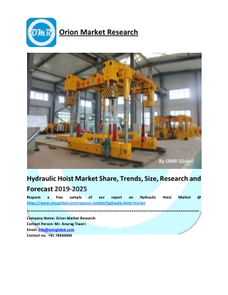 Hydraulic Hoist Market Size, Industry Trends, Share and Forecast 2019-2025