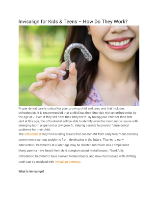 Invisalign for Kids & Teens – How Do They Work?