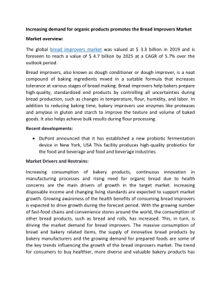 Bread Improvers Market Size and Forecast to 2025