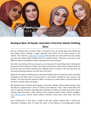 Boutique Nour Al Houda: Australia's First-Ever Islamic Clothing Store