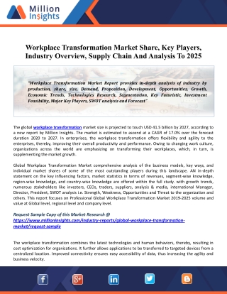 Workplace Transformation Market Share, Revenue, Drivers, Trends & Forecast Till 2025