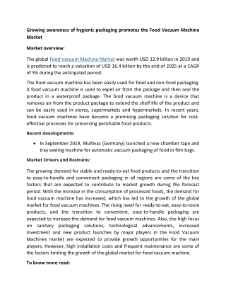 Food Vacuum Machine Market Size and Forecast to 2025