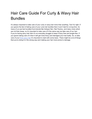 Hair Care Guide For Curly & Wavy Hair Bundles