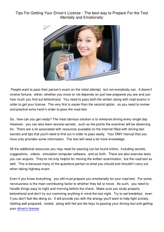 TipsForGettingYourDriversLicense-ThebestwaytoPrepareFortheTestMentallyandEmotionally
