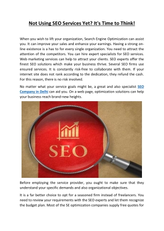 Not Using SEO Services Yet? It's Time to Think!