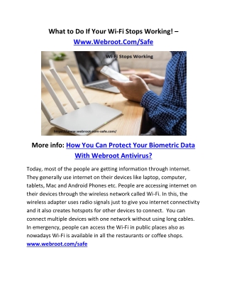 What to Do If Your Wi-Fi Stops Working! – Www.Webroot.Com/Safe