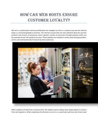 How can Web Hosts Ensure Customer Loyalty?