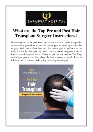 What are the Top Pre and Post Hair Transplant Surgery Instructions?