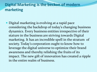 Digital Marketing is the beckon of modern marketing