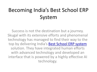 Becoming India’s Best School ERP System