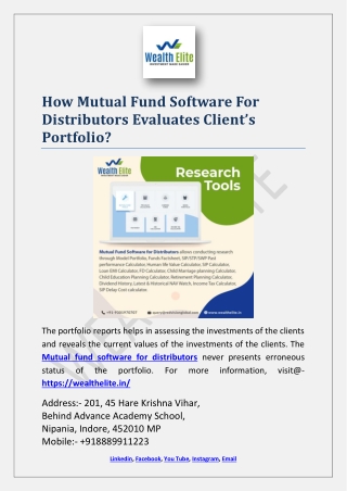 How Mutual Fund Software For Distributors Evaluates Client’s Portfolio?