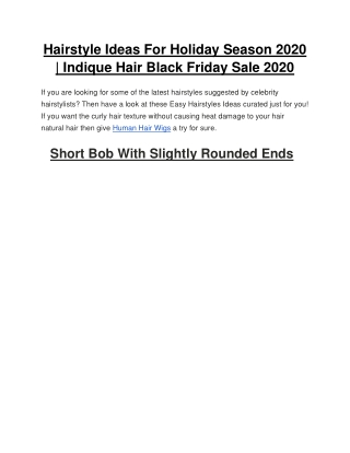 Hairstyle Ideas For Holiday Season 2020 | Indique Hair Black Friday Sale 2020