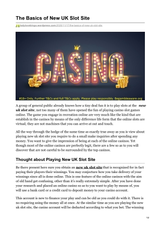 The Basics of New UK Slot Site