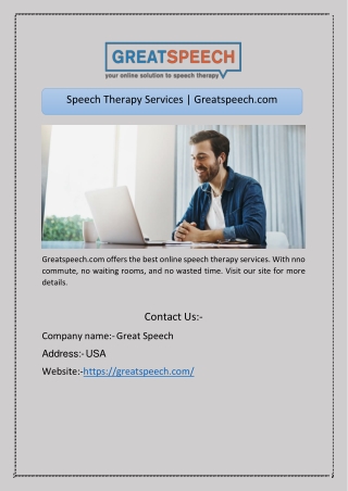 Speech Therapy Services | Greatspeech.com