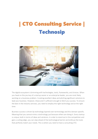 Consulting CTO Services in NYC, and NJ, USA - Technosip