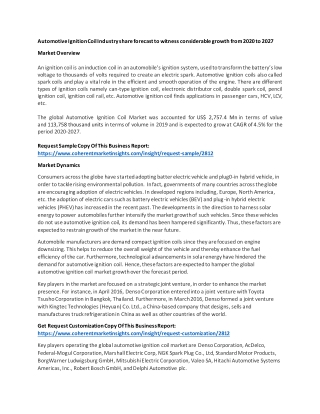 Automotive Ignition Coil Industry share forecast to witness considerable growth from 2020 to 2027