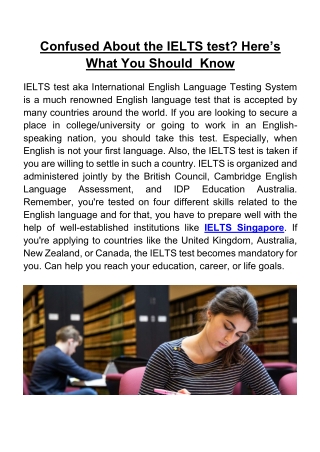Confused About the IELTS test? Here’s What You Should  Know