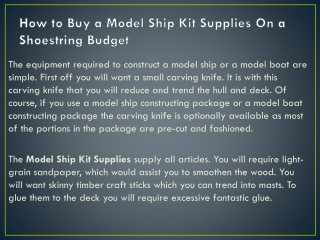 How to Buy a Model Ship Kit Supplies On a Shoestring Budget