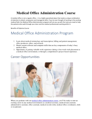 Medical Office Administration Course
