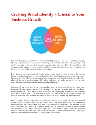 Creating Brand Identity – Crucial to Your Business Growth