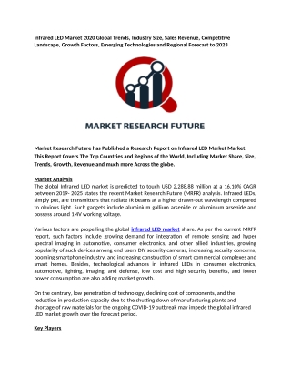 Infrared LED Market 2020 Global Trends, Industry Size