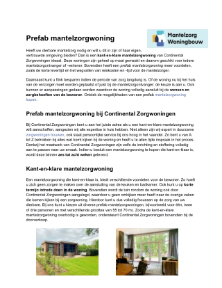 Prefab mantelzorgwoning