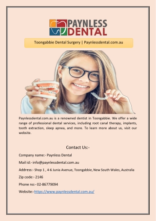 Toongabbie Dental Surgery | Paynlessdental.com.au