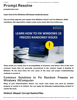 Learn how to fix Windows 10 freezes randomly issues