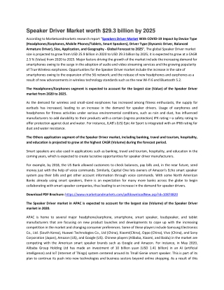Speaker Driver Market by Device Type, Driver Type, Size, Application  | COVID-19 Impact Analysis | MarketsandMarkets