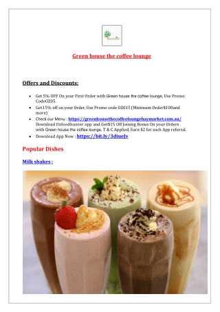 5% off - Green house the coffee lounge Haymarket, NSW