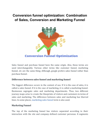 Conversion funnel optimization: Combination of Sales, Conversion and Marketing Funnel