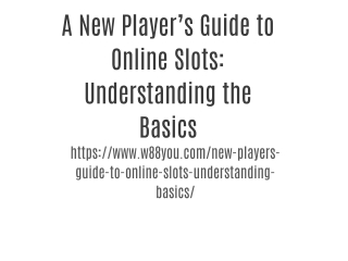 A New Player’s Guide to Online Slots: Understanding the Basics