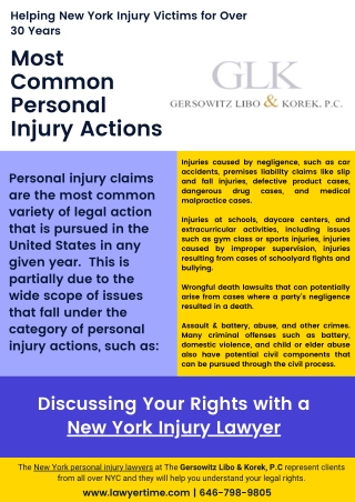 Most Common Kind of Personal Injury Cases or Actions