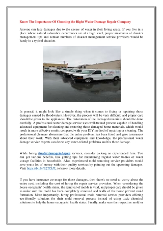 Know The Importance Of Choosing the Right Water Damage Repair Company
