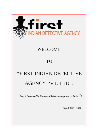 Top 5 Reasons To Choose Detective Agency in Delhi