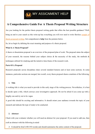 A Comprehensive Guide For A Thesis Proposal Writing Structure