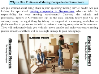 Professional Moving Companies in Germantown - Alternate Movers