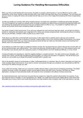 Innovative Guidance For Handling Anxiety Difficulties