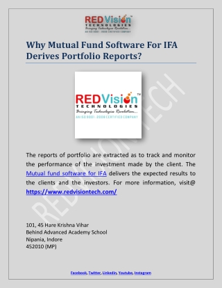 Why Mutual Fund Software For IFA Derives Portfolio Reports?