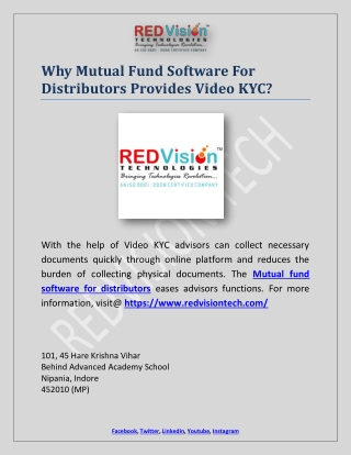 Why Mutual Fund Software For Distributors Provides Video KYC?