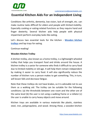 Essential Kitchen Aids For an Independent Living